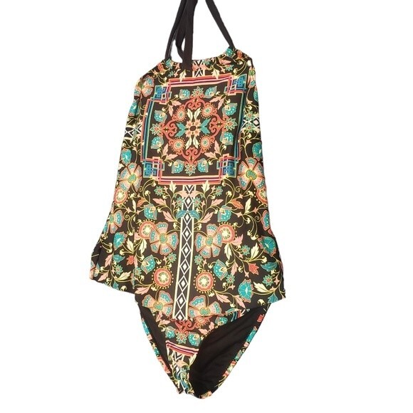 Gibson & Latimer Graphic Print Tankini 2 piece Bathing Suit Size L - Picture 1 of 8